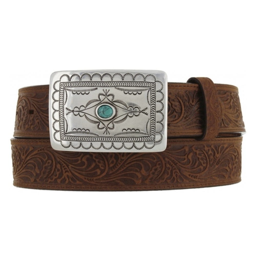 TONY LAMA NAVAJO SPIRIT EMBOSSED LEATHER BELT